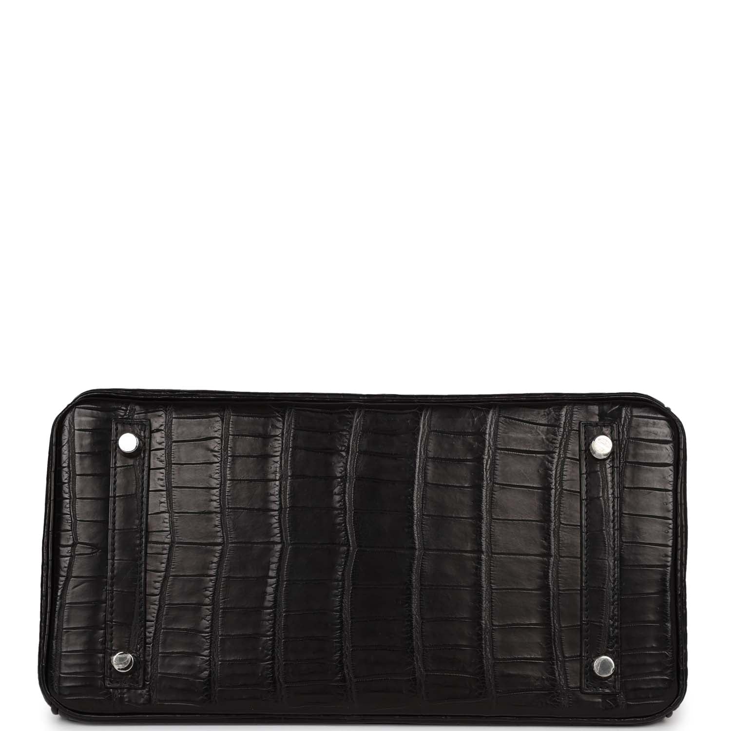 HMS Birkin 30cm Black Matte Niloticus Crocodile Palladium Hardware