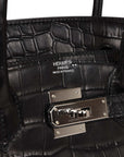 HMS Birkin 30cm Black Matte Niloticus Crocodile Palladium Hardware