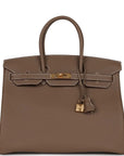 HMS Birkin 35 Etoupe Togo Gold Hardware