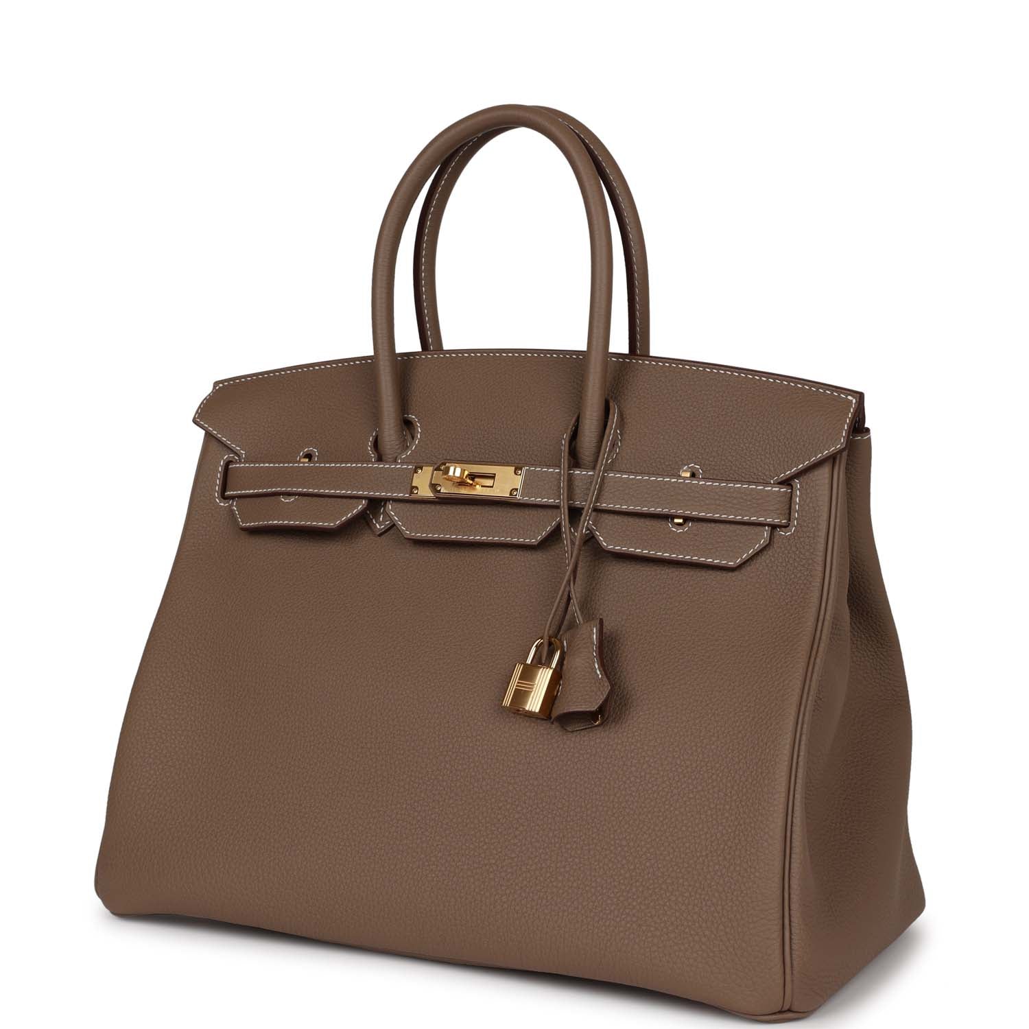 HMS Birkin 35 Etoupe Togo Gold Hardware