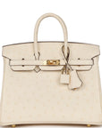 HMS Birkin 25 Nata Ostrich Gold Hardware