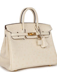 HMS Birkin 25 Nata Ostrich Gold Hardware