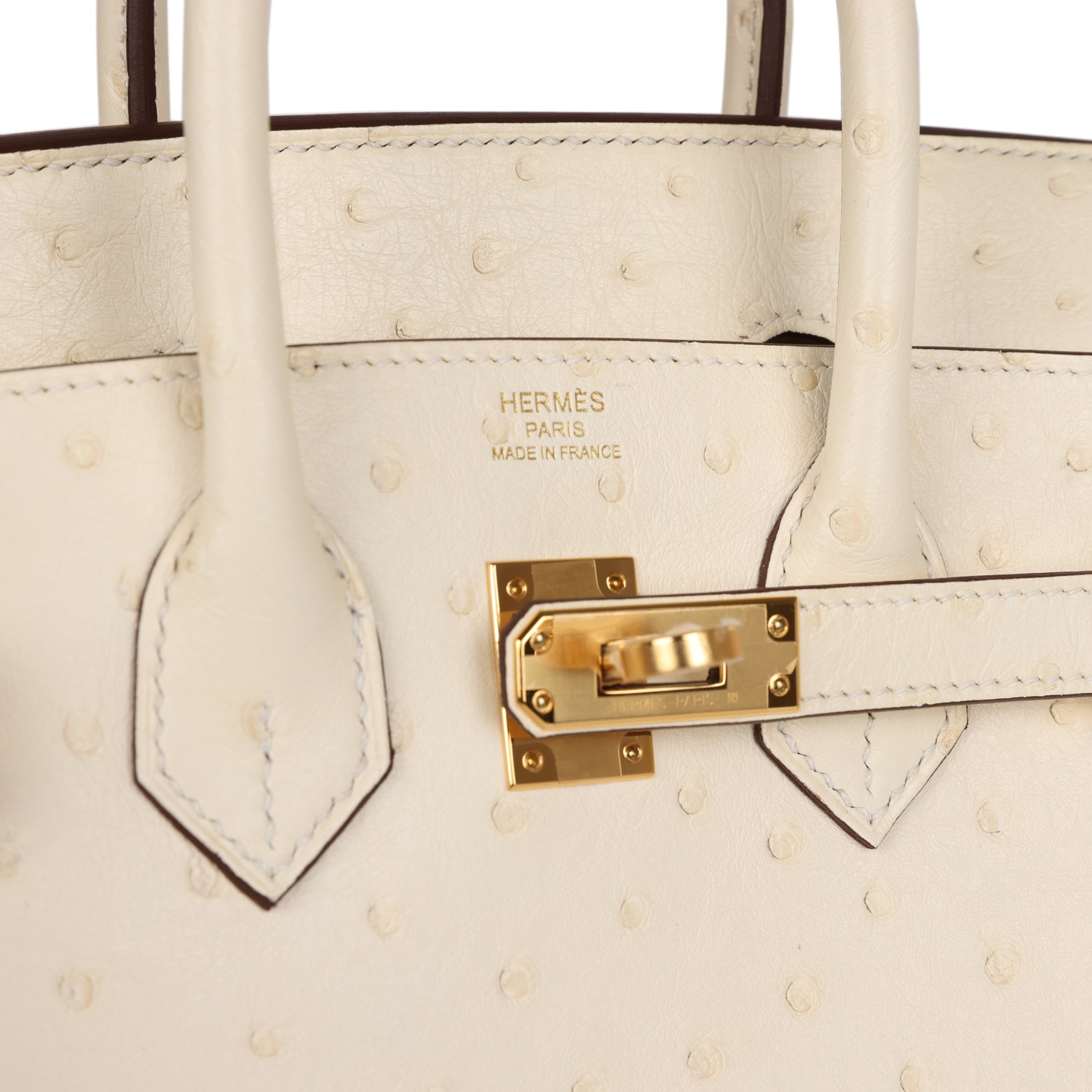 HMS Birkin 25 Nata Ostrich Gold Hardware