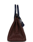 HMS Bi-Color Birkin 25 Rouge Sellier and Bleu Saphir Ostrich Palladium Hardware
