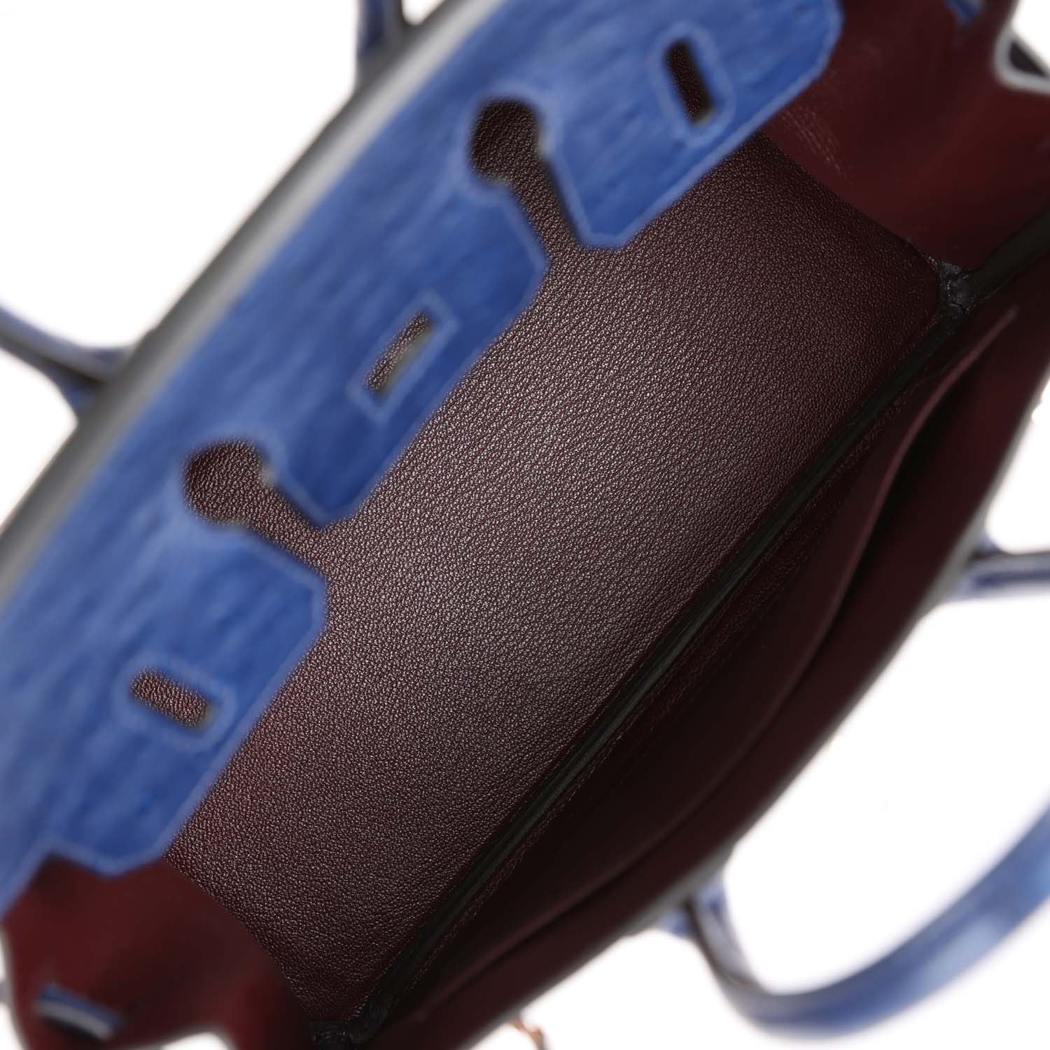 HMS Bi-Color Birkin 25 Rouge Sellier and Bleu Saphir Ostrich Palladium Hardware