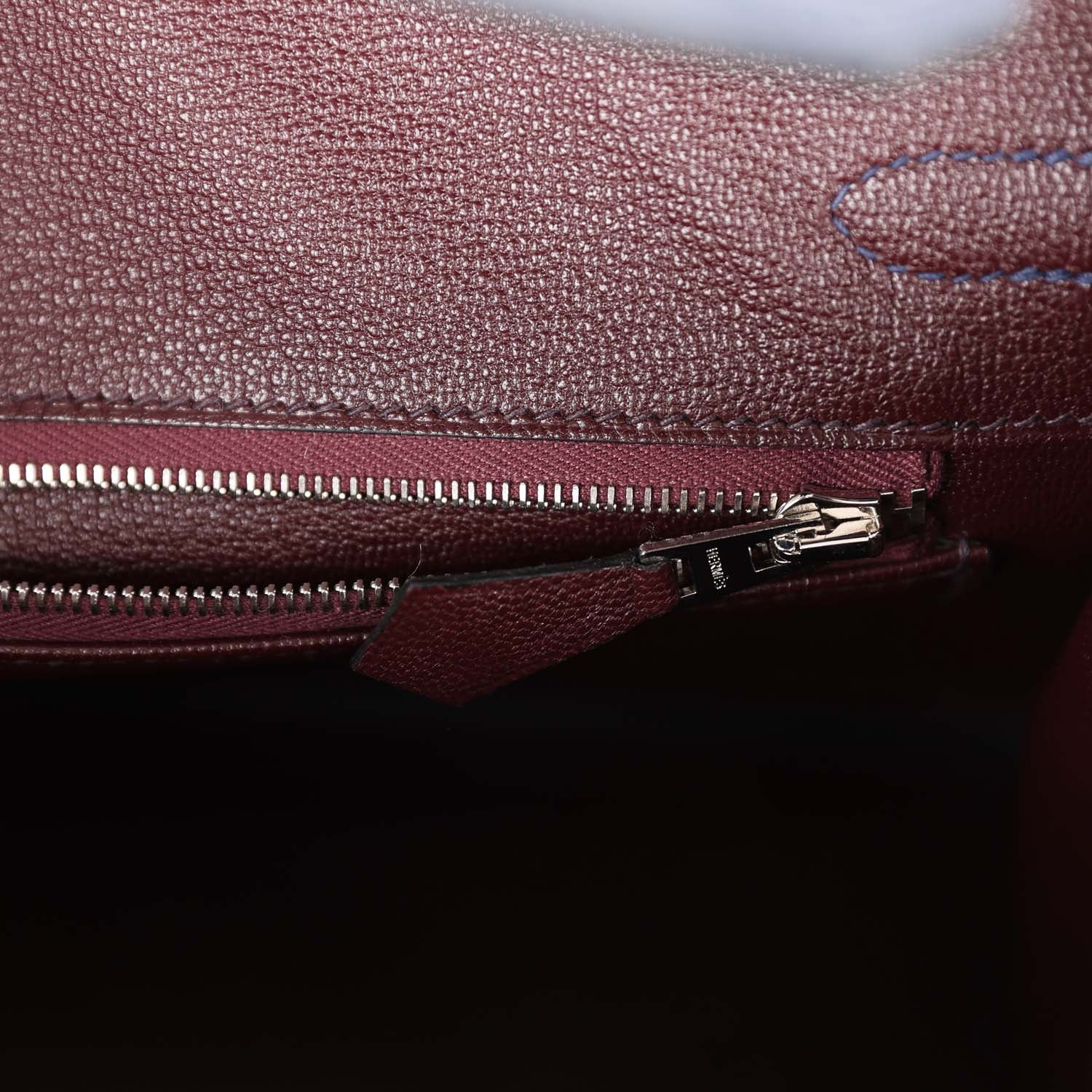 HMS Bi-Color Birkin 25 Rouge Sellier and Bleu Saphir Ostrich Palladium Hardware