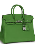HMS Birkin 25 Vert Yucca Togo Palladium Hardware