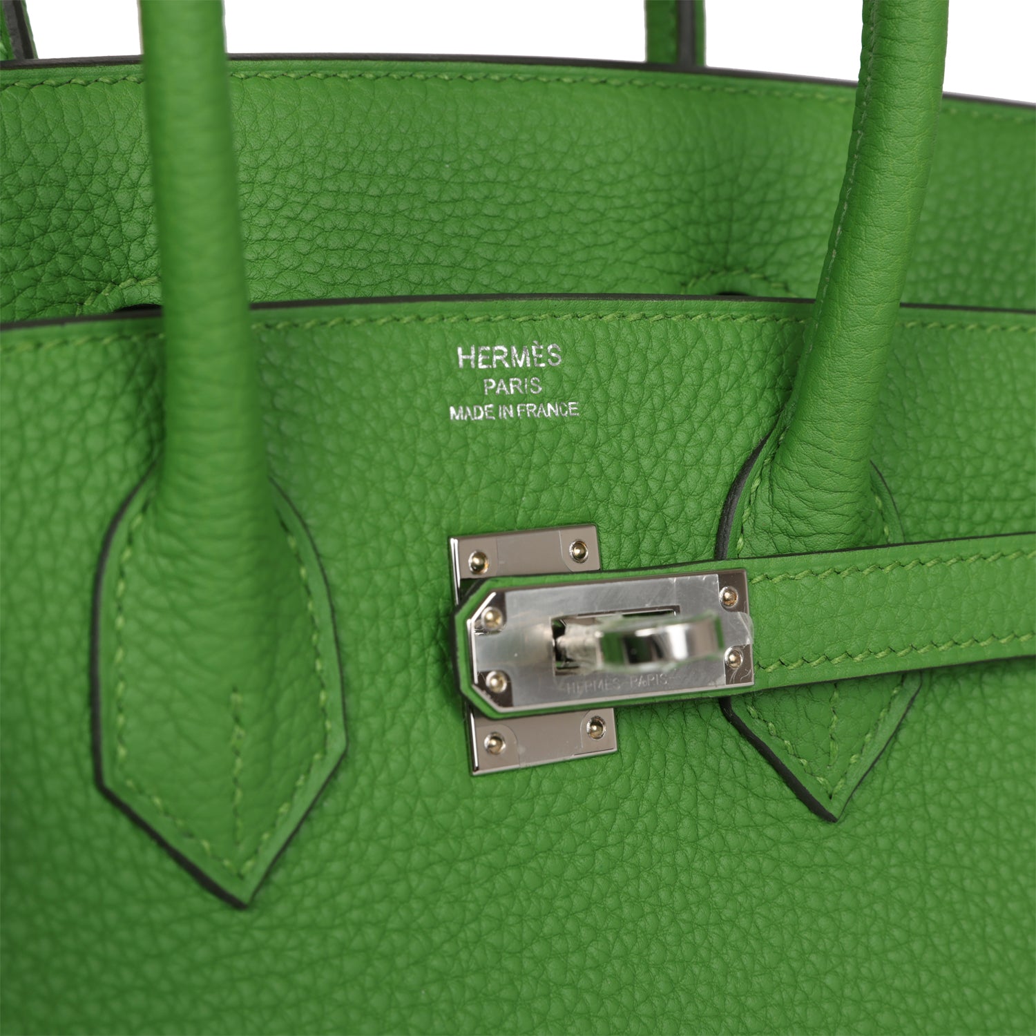 HMS Birkin 25 Vert Yucca Togo Palladium Hardware