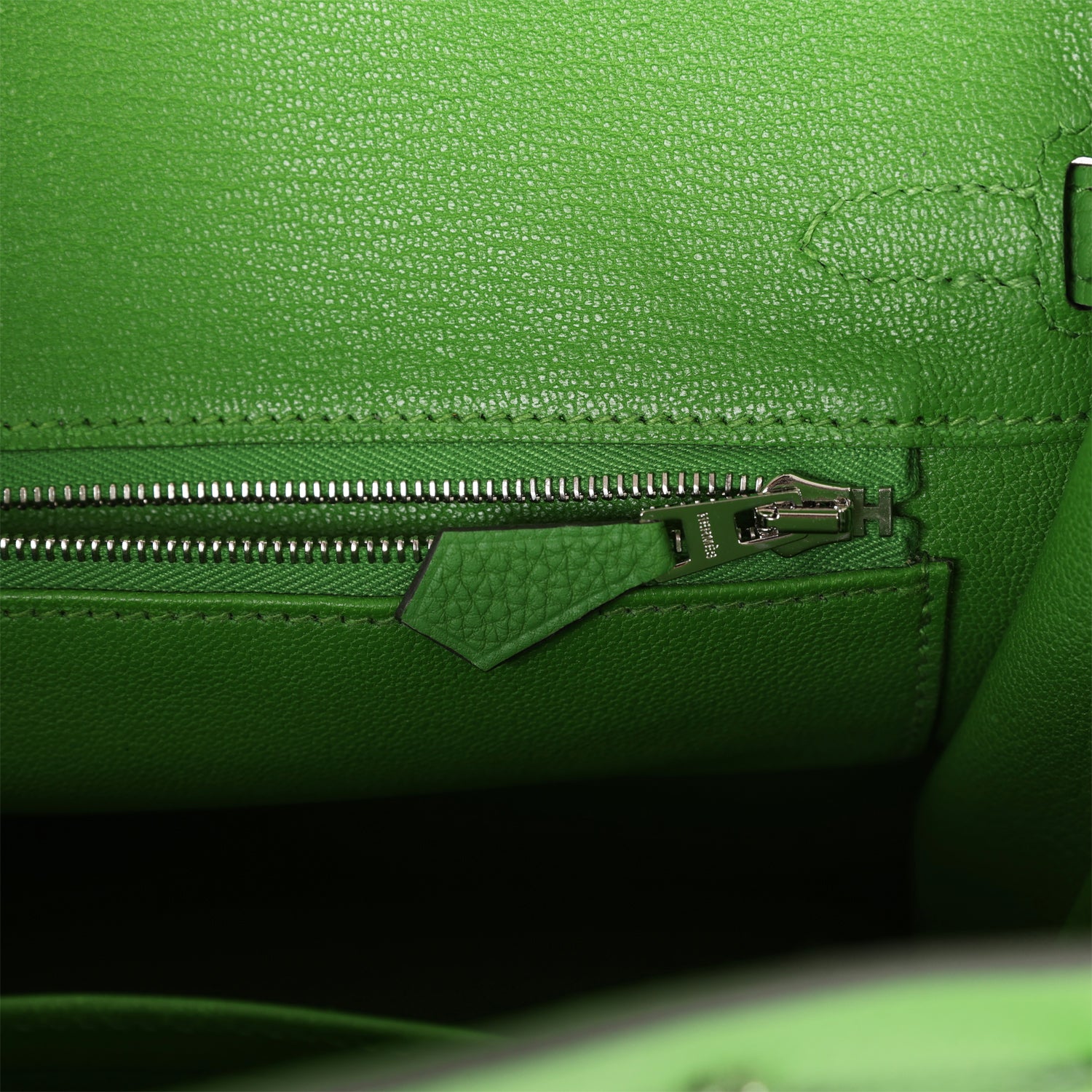 HMS Birkin 25 Vert Yucca Togo Palladium Hardware