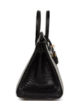 HMS Special Order (HSS) Birkin 25 Gris Perle and Black Matte Alligator Brushed Gold Hardware