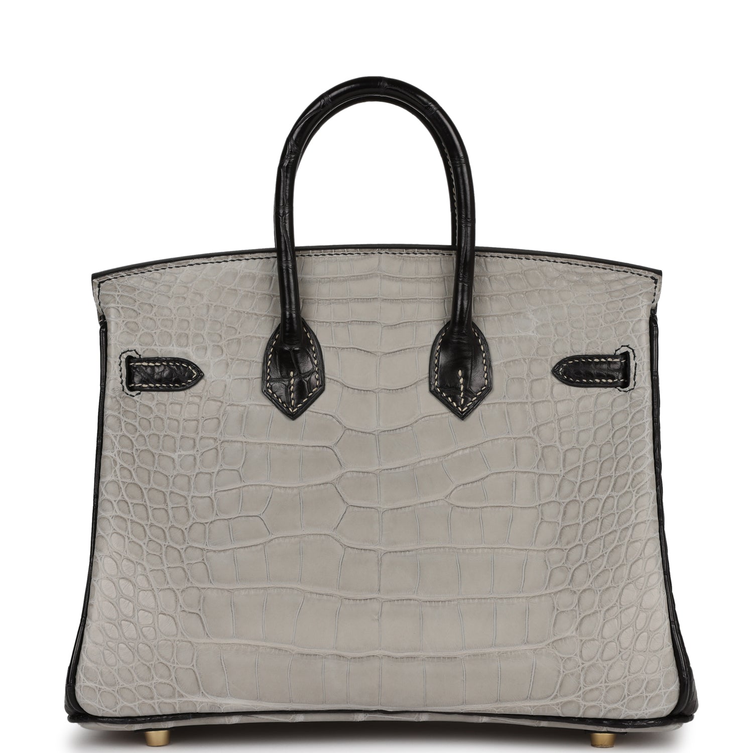 HMS Special Order (HSS) Birkin 25 Gris Perle and Black Matte Alligator Brushed Gold Hardware