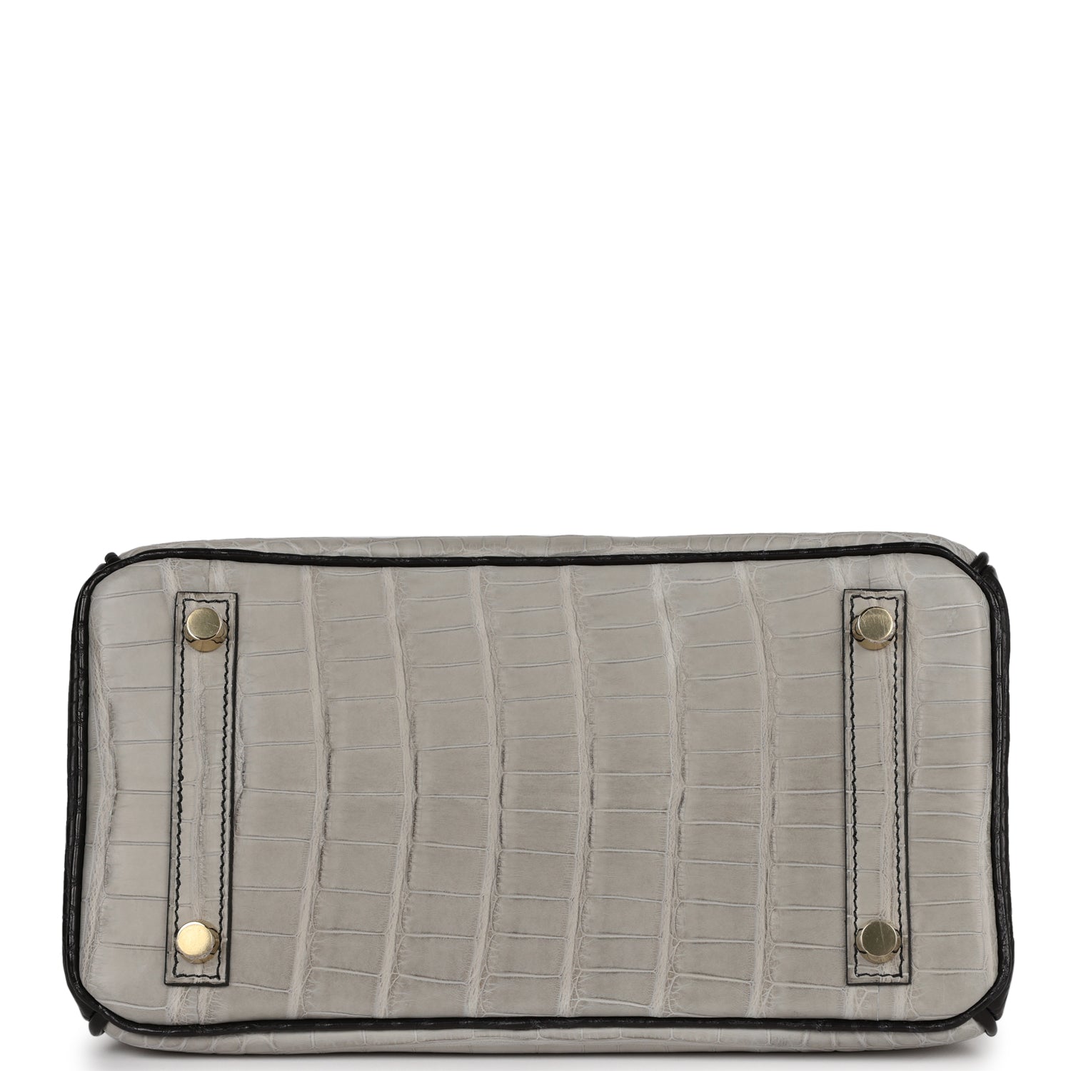 HMS Special Order (HSS) Birkin 25 Gris Perle and Black Matte Alligator Brushed Gold Hardware