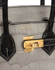 HMS Special Order (HSS) Birkin 25 Gris Perle and Black Matte Alligator Brushed Gold Hardware