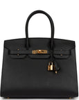 HMS Birkin Sellier 30 Black Epsom Gold Hardware