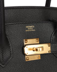 HMS Birkin Sellier 30 Black Epsom Gold Hardware