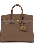 HMS Birkin 25 Etoupe Togo Gold Hardware