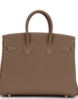HMS Birkin 25 Etoupe Togo Gold Hardware