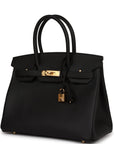 HMS Birkin 30 Black Epsom Gold Hardware