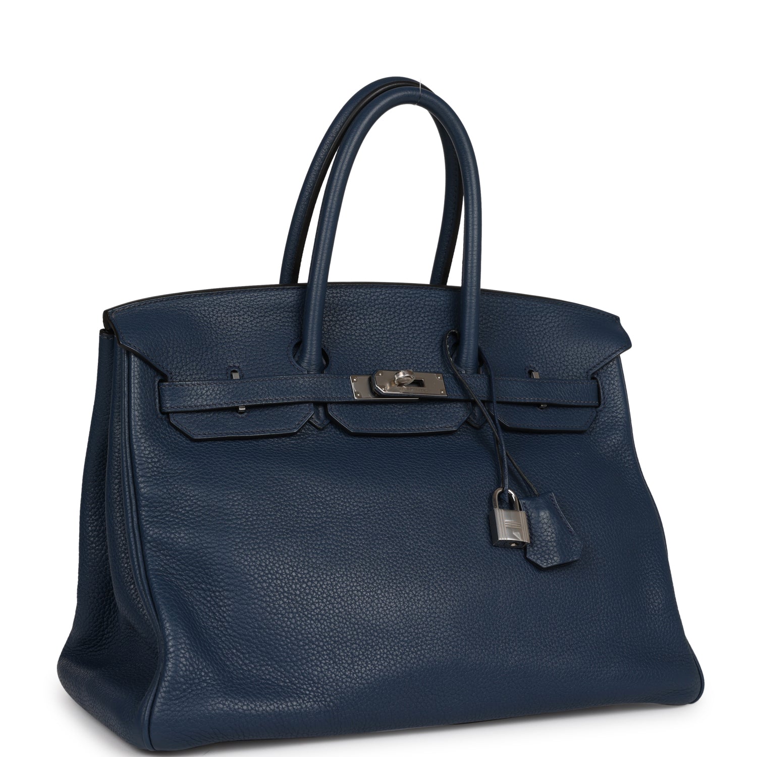 Top Quality HMS Birkin 35 Bleu De Prusse Clemence Palladium Hardware
