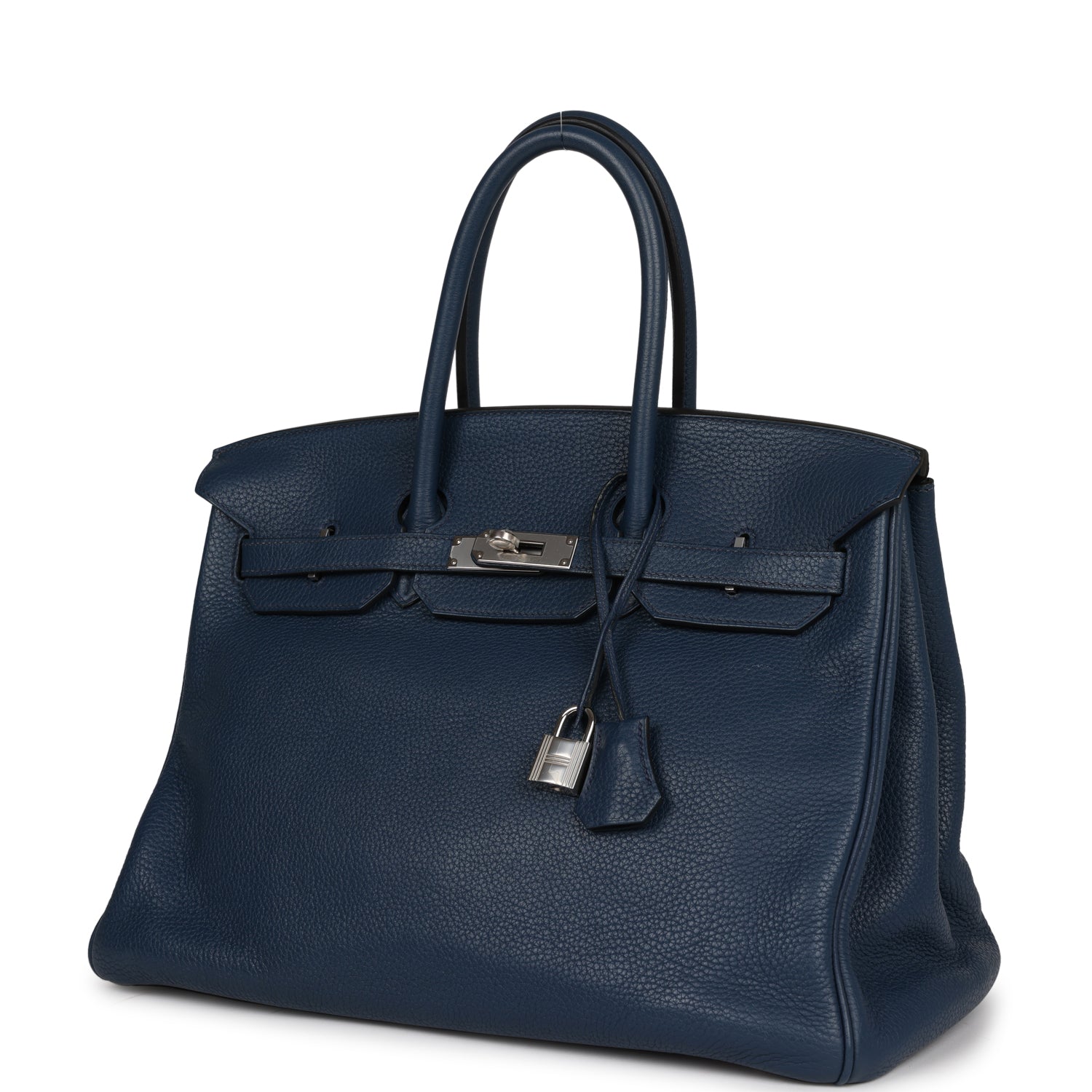 Top Quality HMS Birkin 35 Bleu De Prusse Clemence Palladium Hardware