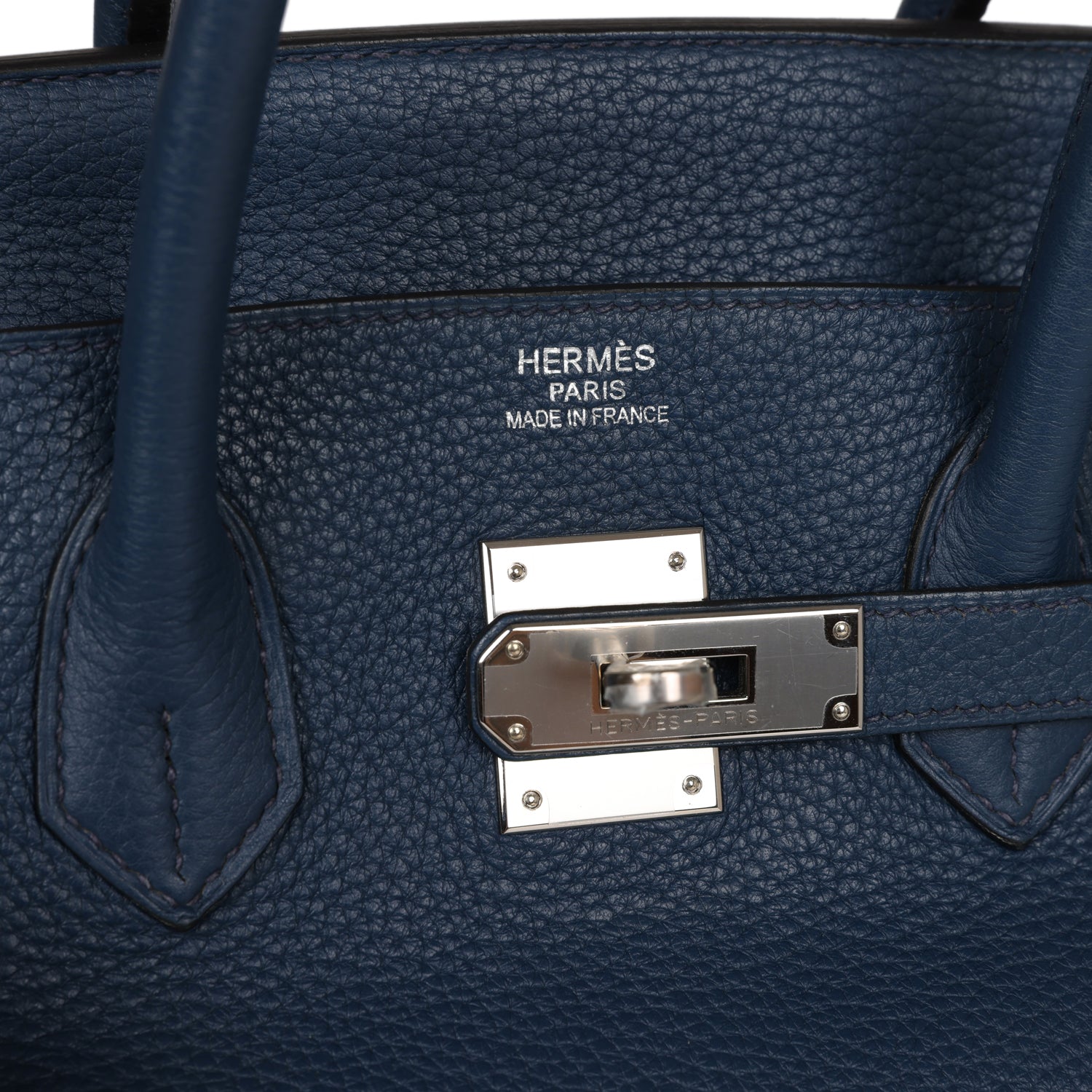 Top Quality HMS Birkin 35 Bleu De Prusse Clemence Palladium Hardware