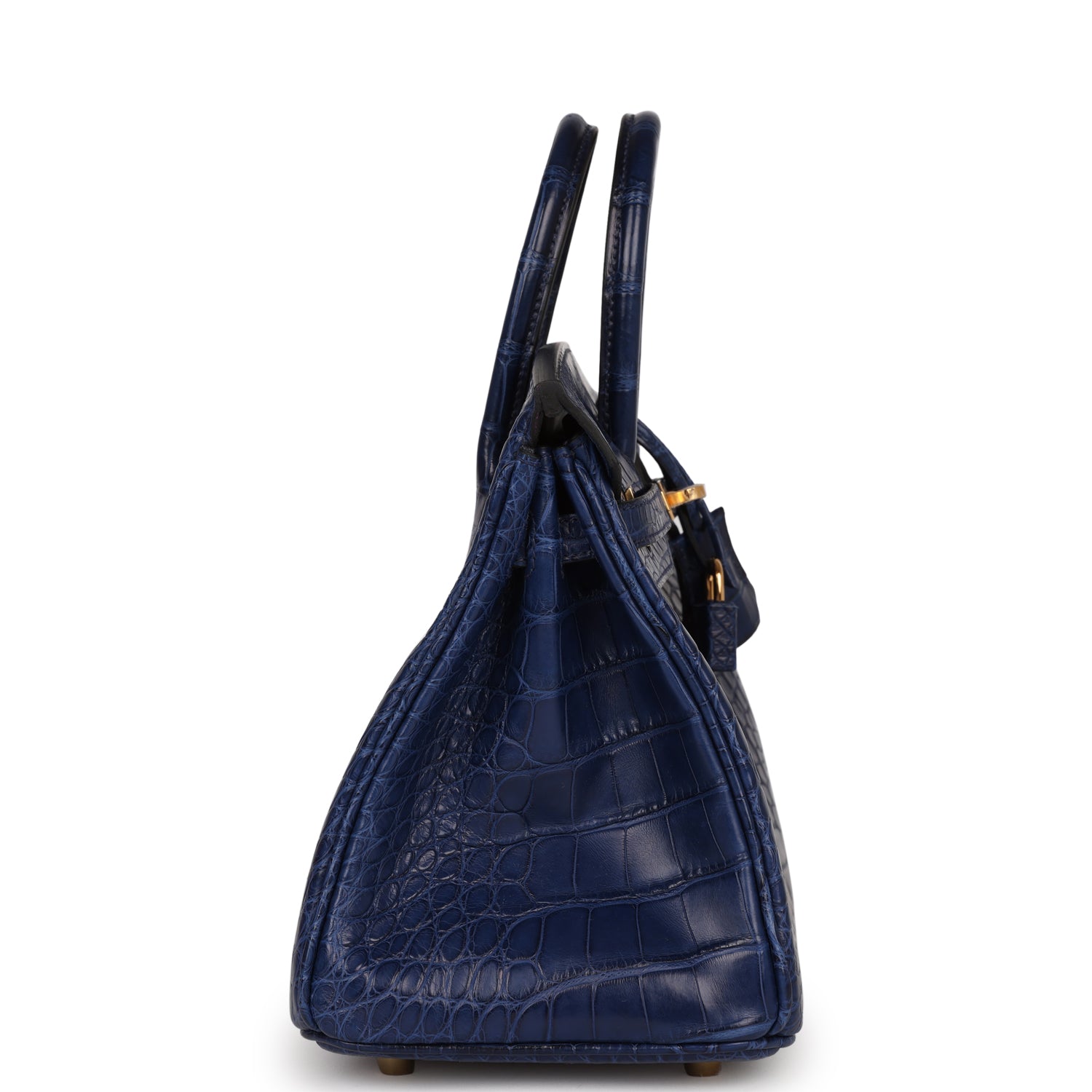 HMS Birkin 25 Bleu Saphir Matte Alligator Gold Hardware