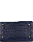 HMS Birkin 25 Bleu Saphir Matte Alligator Gold Hardware