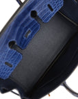 HMS Birkin 25 Bleu Saphir Matte Alligator Gold Hardware