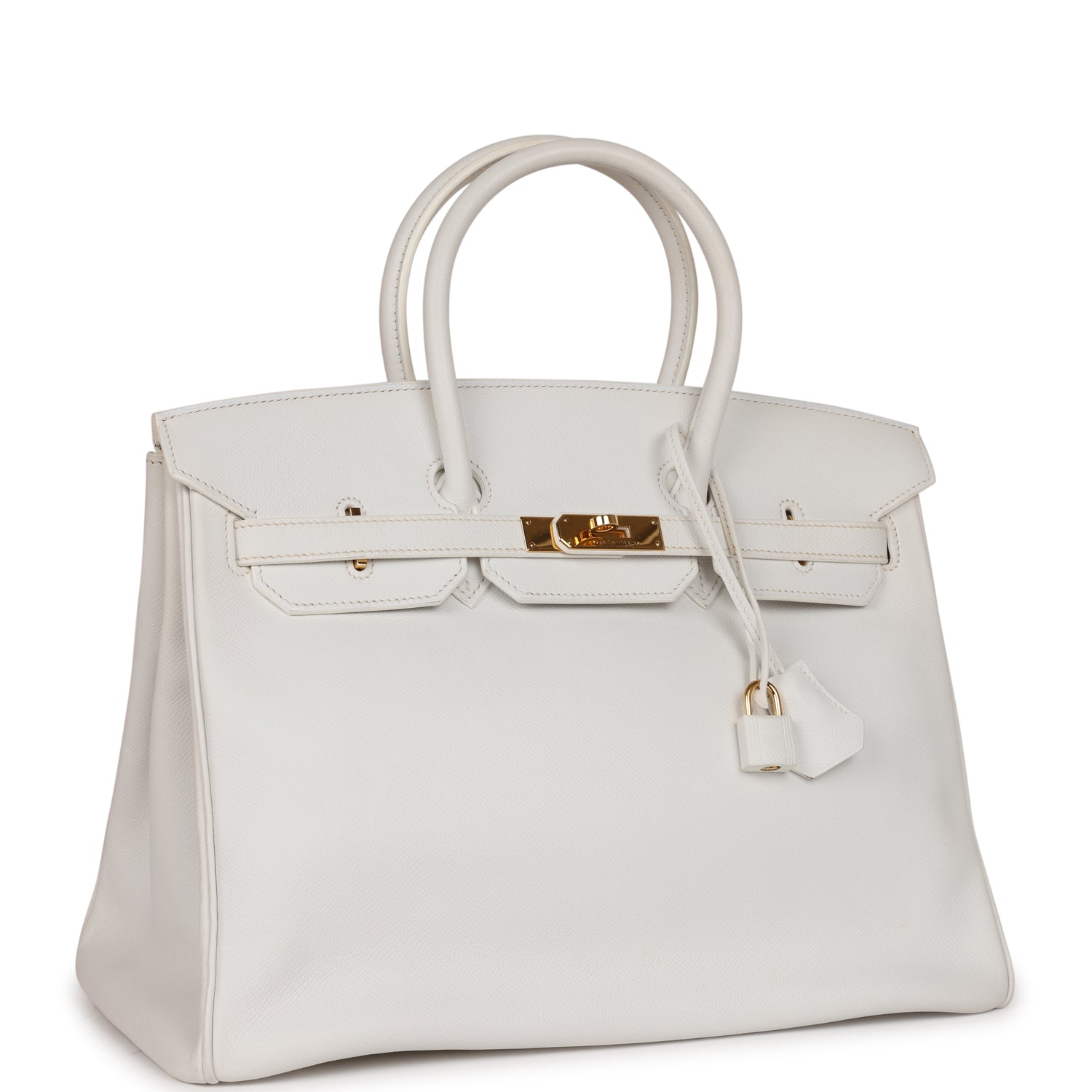 Top Quality HMS Birkin 35 White Epsom Gold Hardware