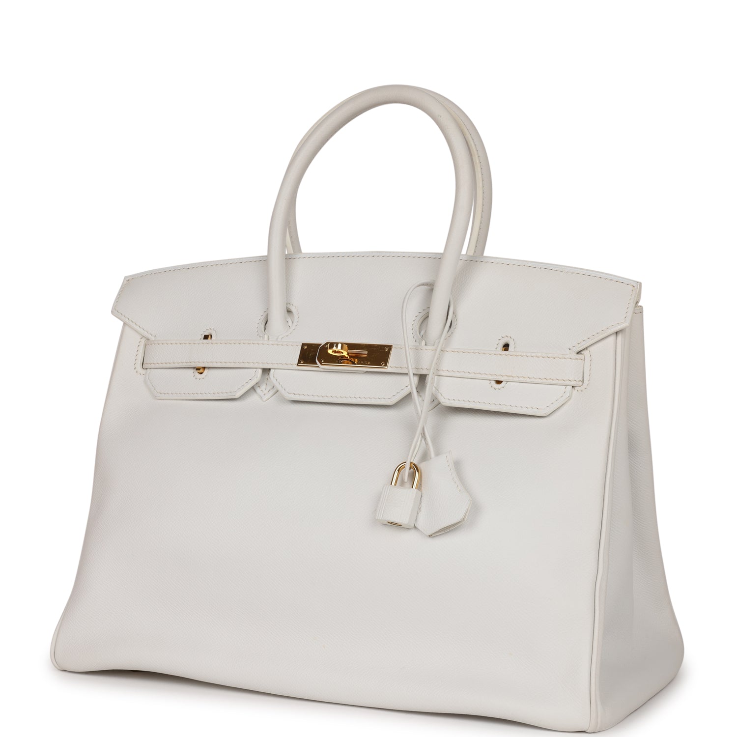 Top Quality HMS Birkin 35 White Epsom Gold Hardware