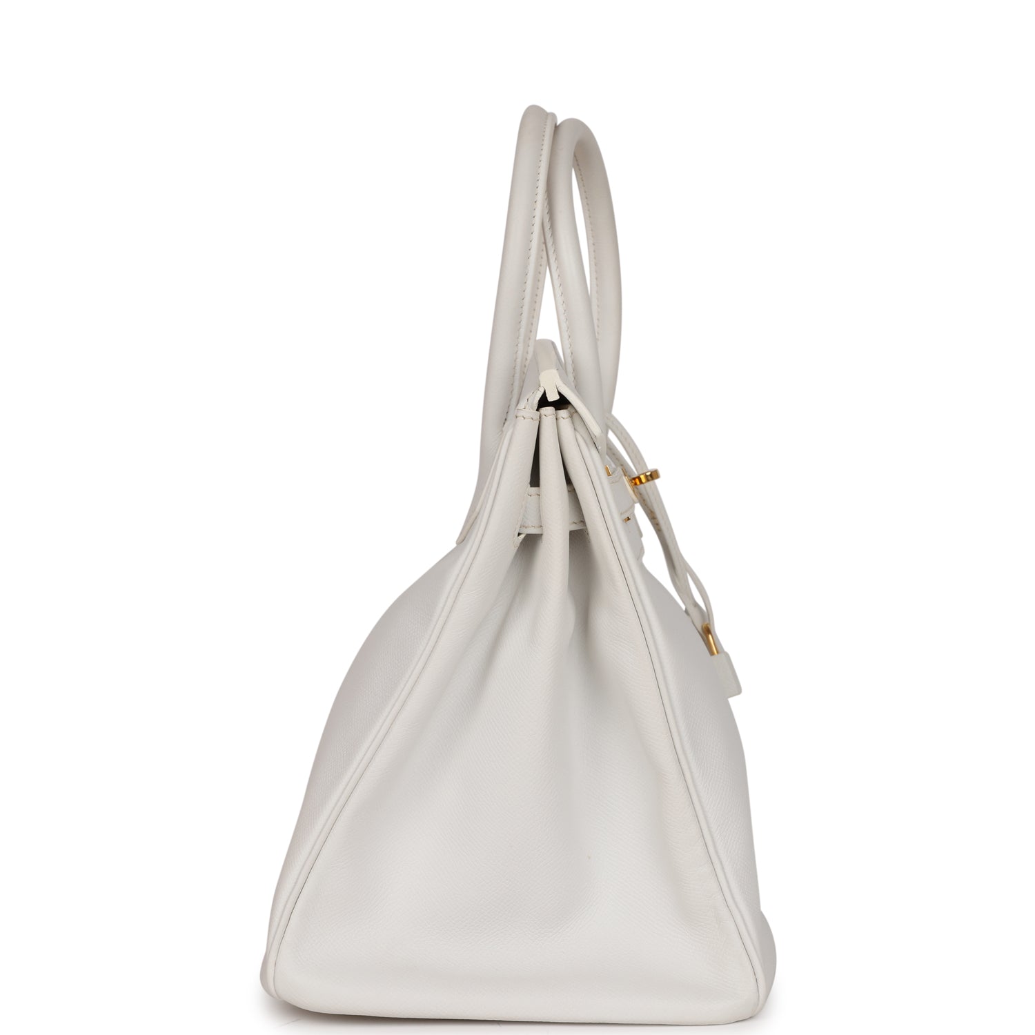 Top Quality HMS Birkin 35 White Epsom Gold Hardware
