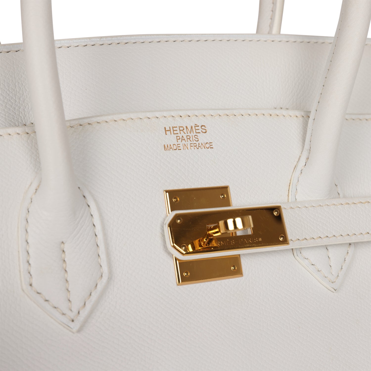Top Quality HMS Birkin 35 White Epsom Gold Hardware
