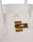 Top Quality HMS Birkin 35 White Epsom Gold Hardware