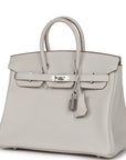 HMS Birkin 25 Gris Pale Togo Palladium Hardware