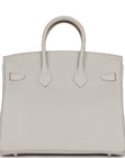 HMS Birkin 25 Gris Pale Togo Palladium Hardware