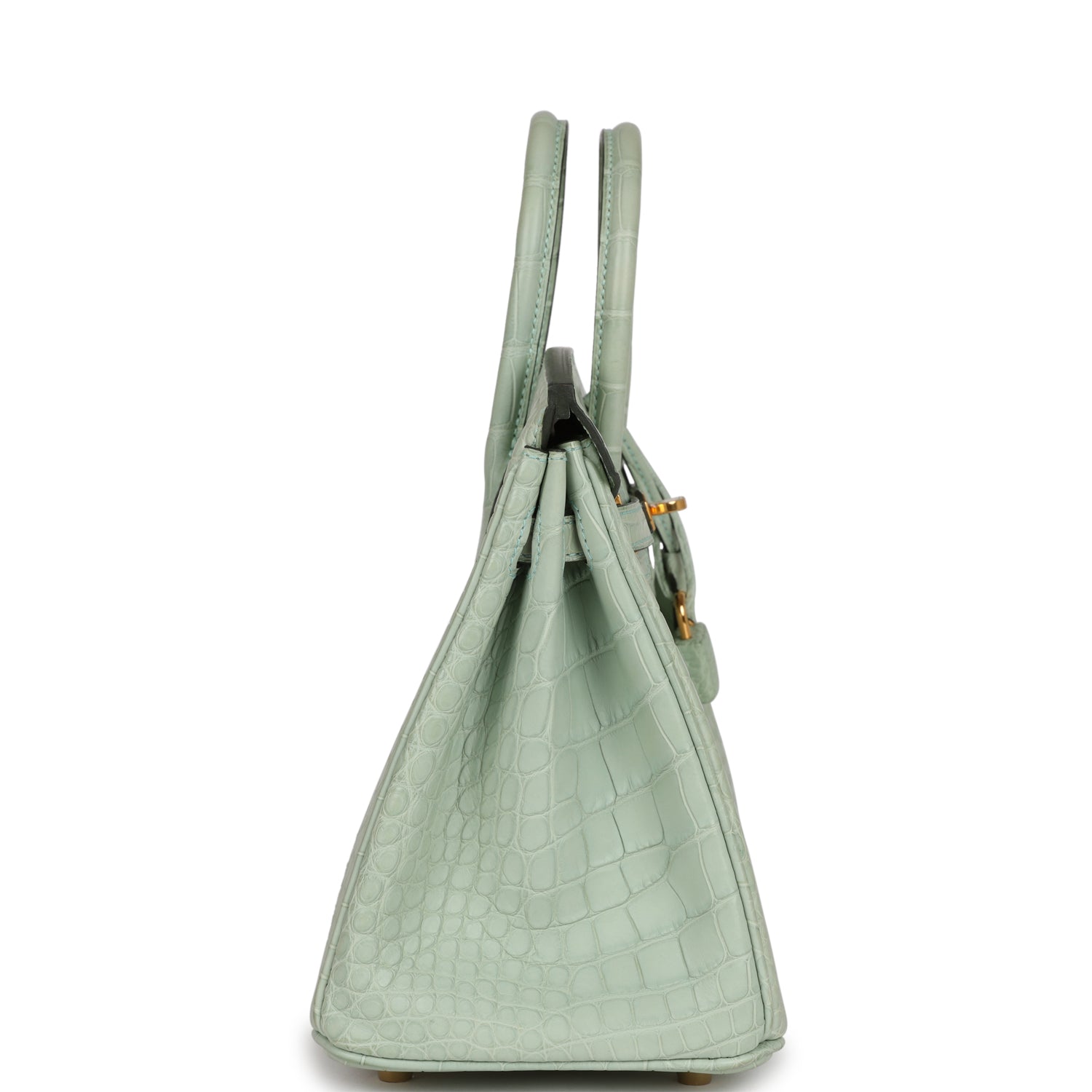 HMS Birkin 25 Vert D'Eau Matte Alligator Gold Hardware