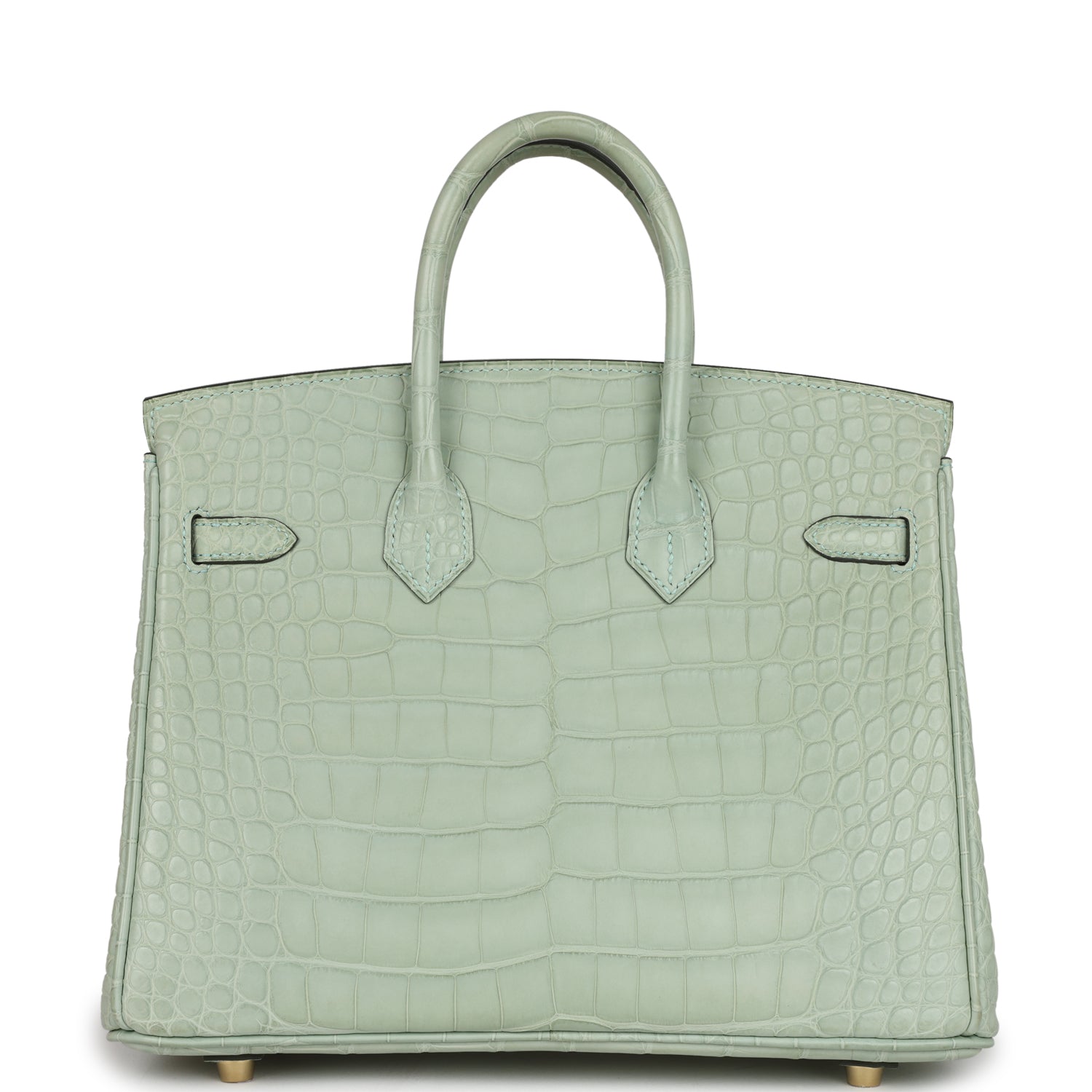 HMS Birkin 25 Vert D'Eau Matte Alligator Gold Hardware