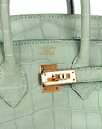 HMS Birkin 25 Vert D'Eau Matte Alligator Gold Hardware