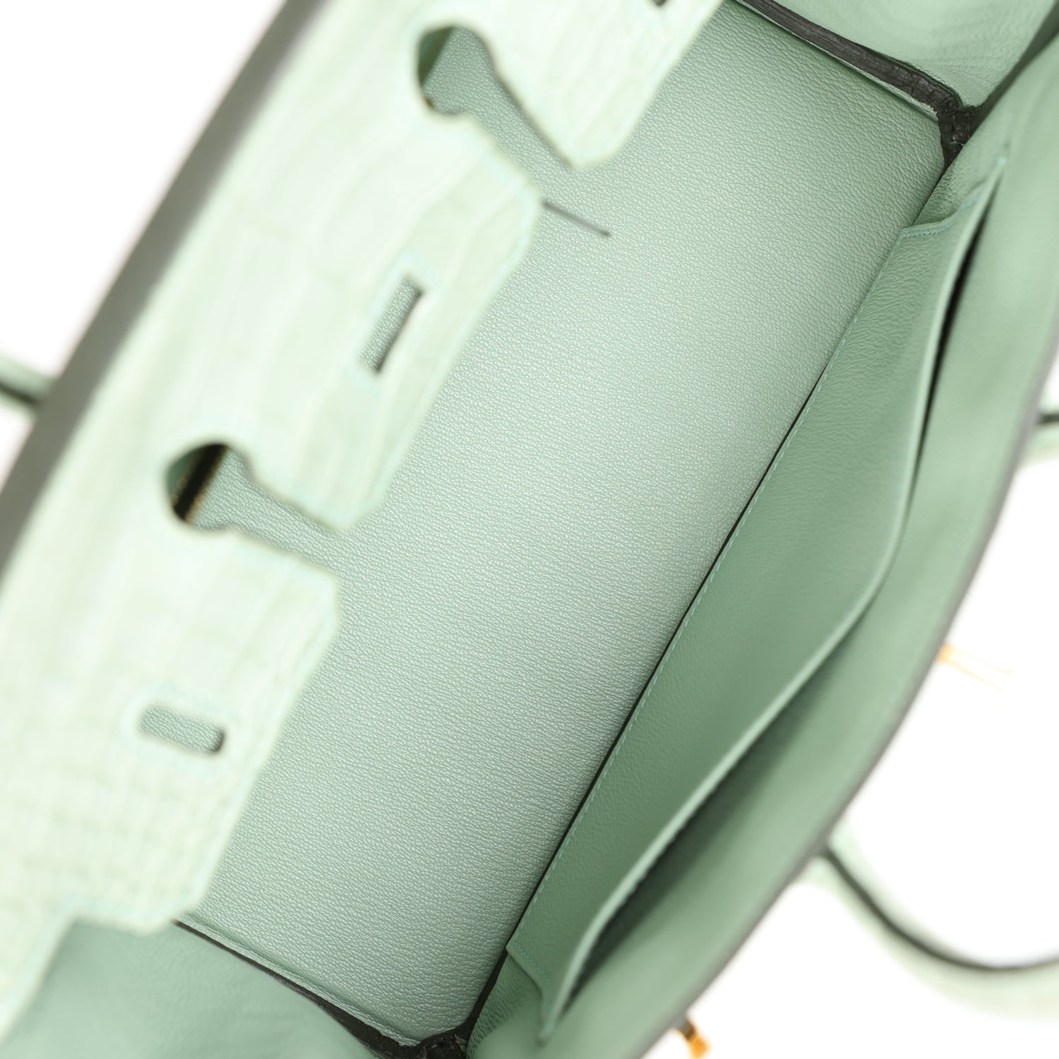 HMS Birkin 25 Vert D'Eau Matte Alligator Gold Hardware