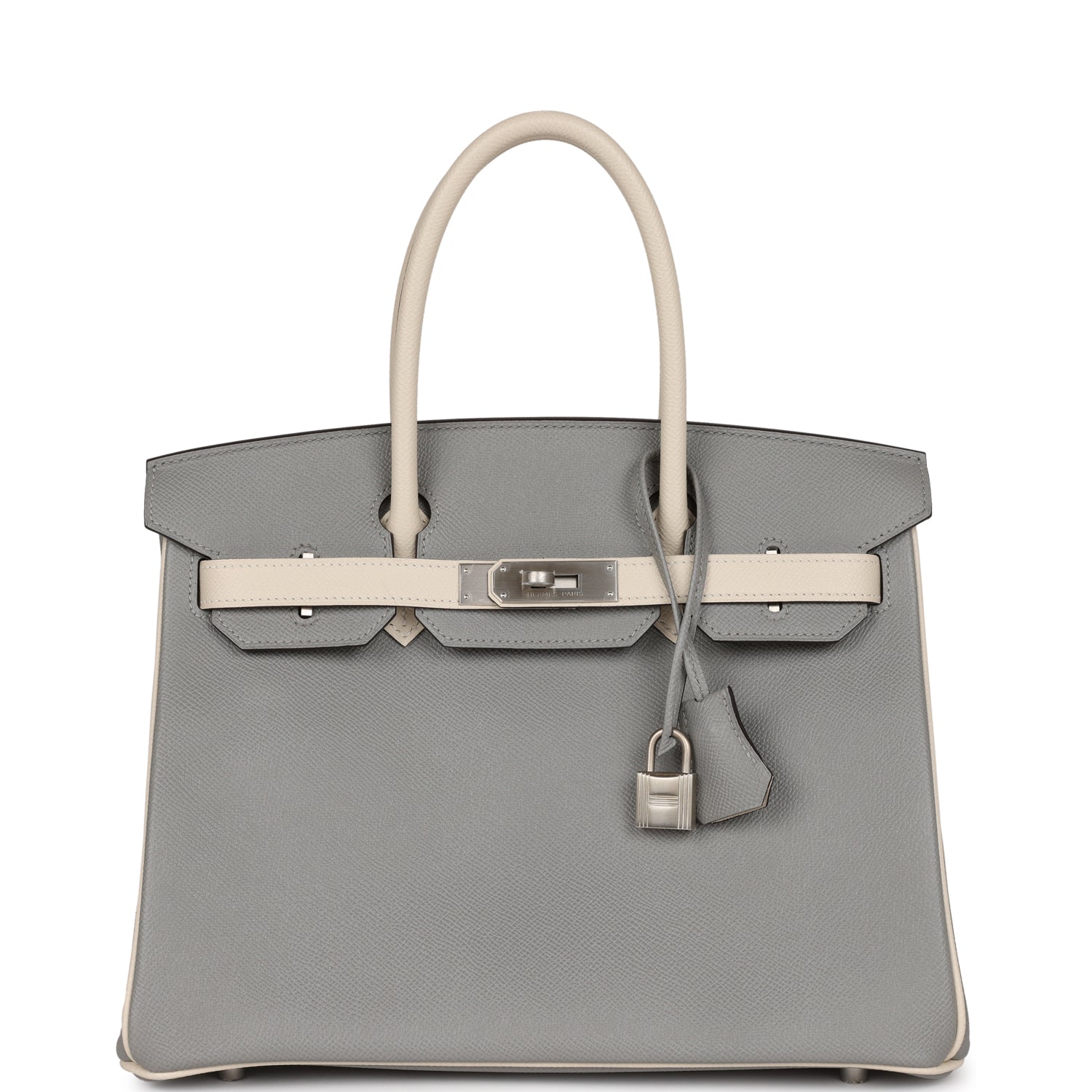 HMS Special Order (HSS) Birkin 30 Gris Mouette and Craie Epsom Brushed Palladium Hardware