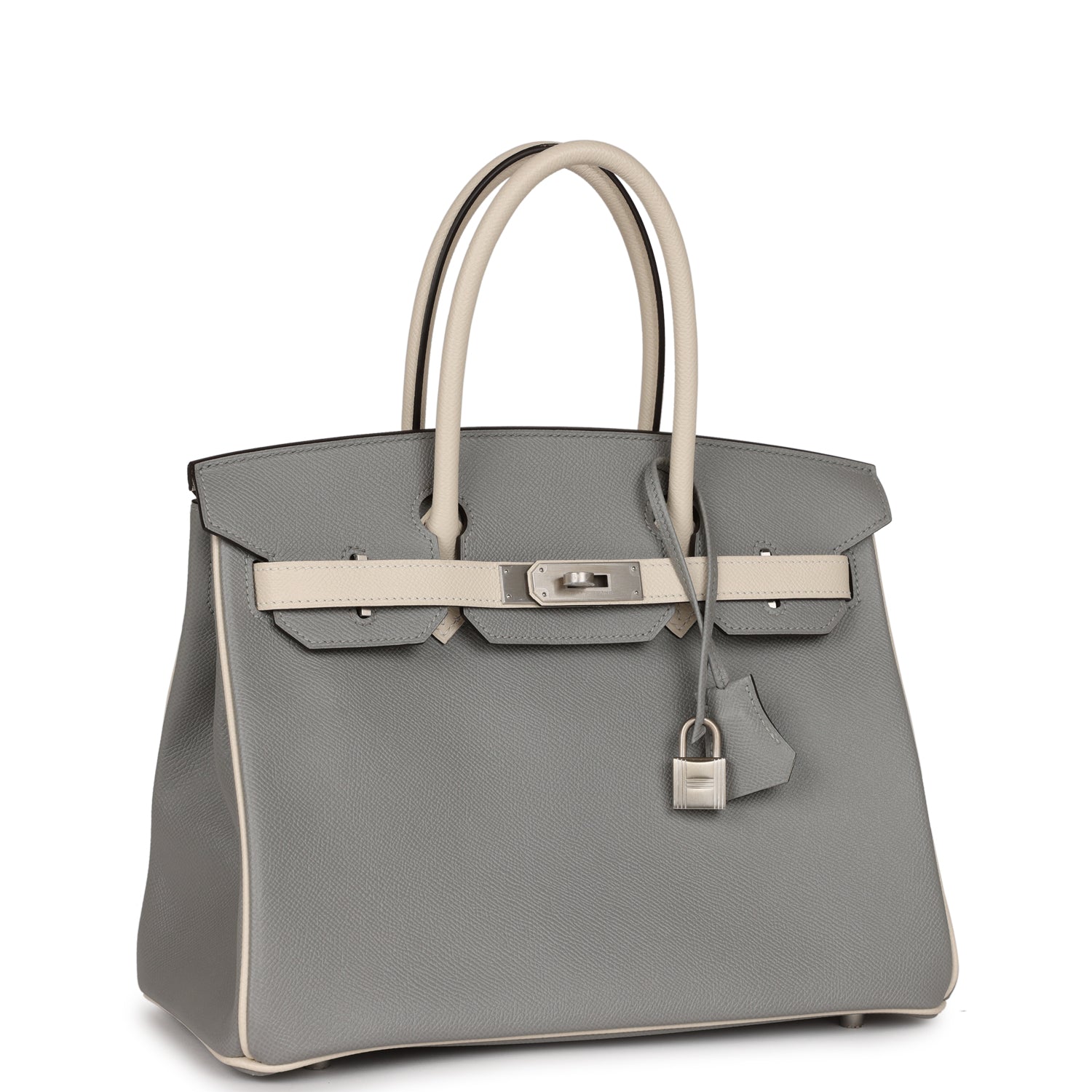 HMS Special Order (HSS) Birkin 30 Gris Mouette and Craie Epsom Brushed Palladium Hardware