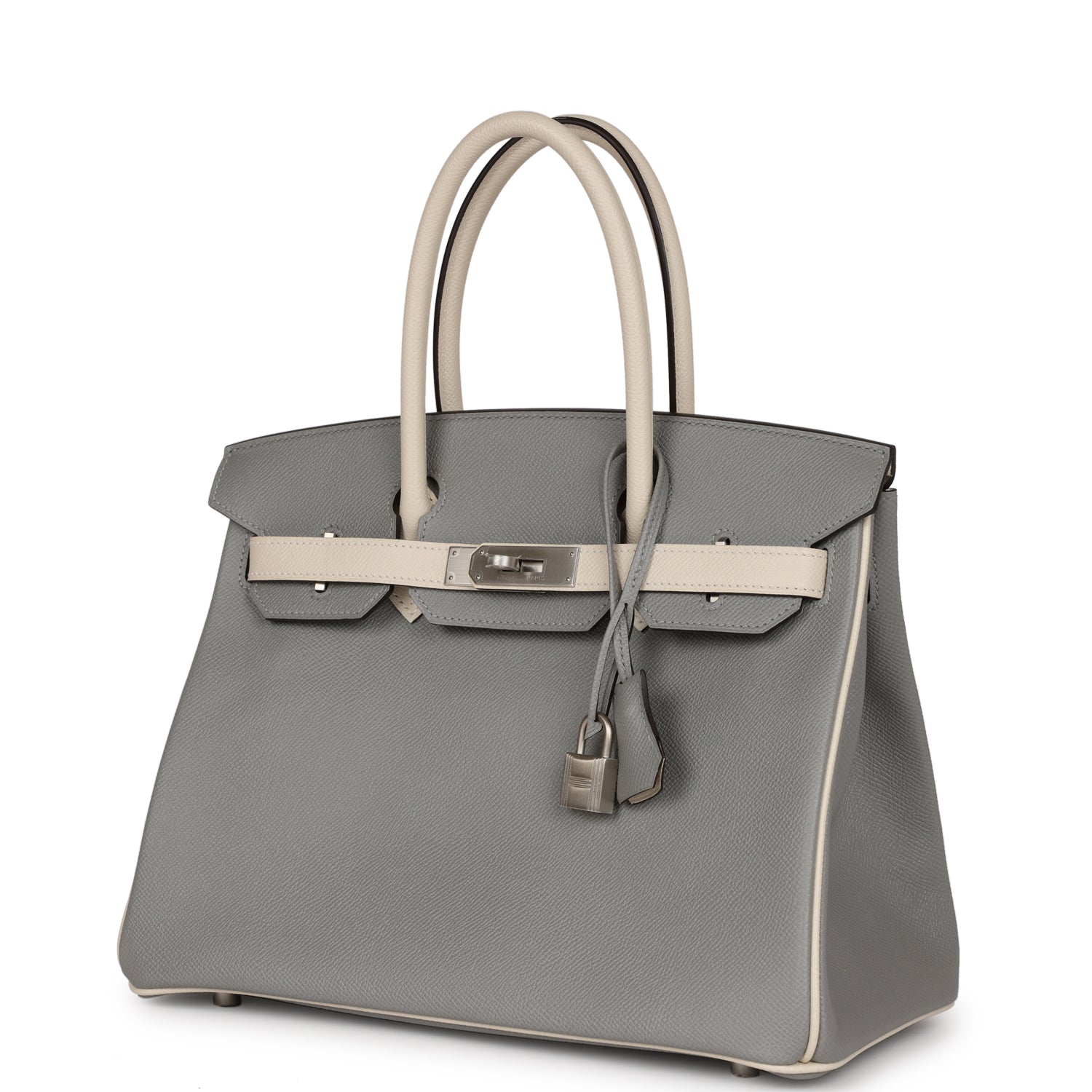 HMS Special Order (HSS) Birkin 30 Gris Mouette and Craie Epsom Brushed Palladium Hardware