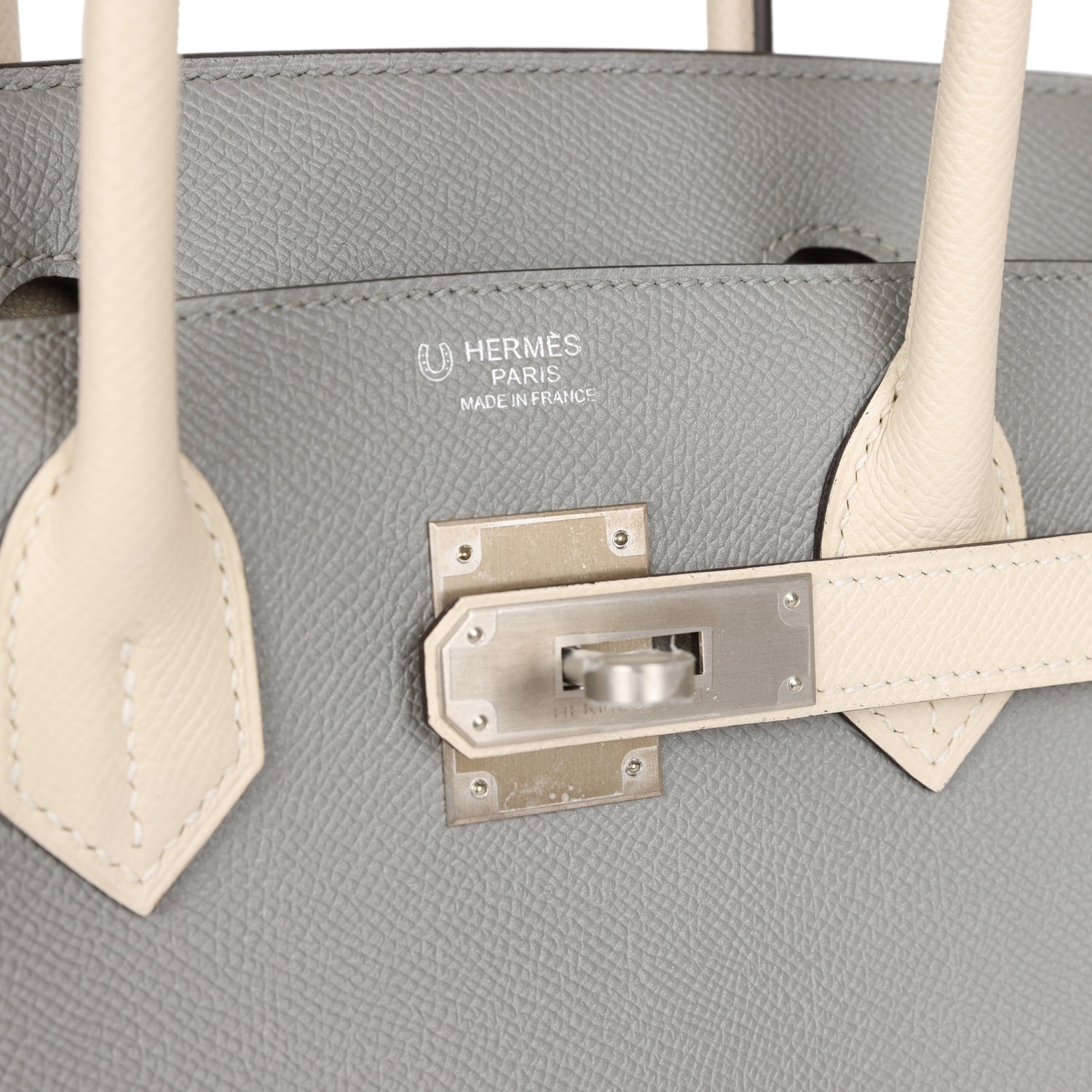 HMS Special Order (HSS) Birkin 30 Gris Mouette and Craie Epsom Brushed Palladium Hardware