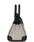 HMS Quadrille Birkin 25 Black Swift and Ecru Toile Palladium Hardware