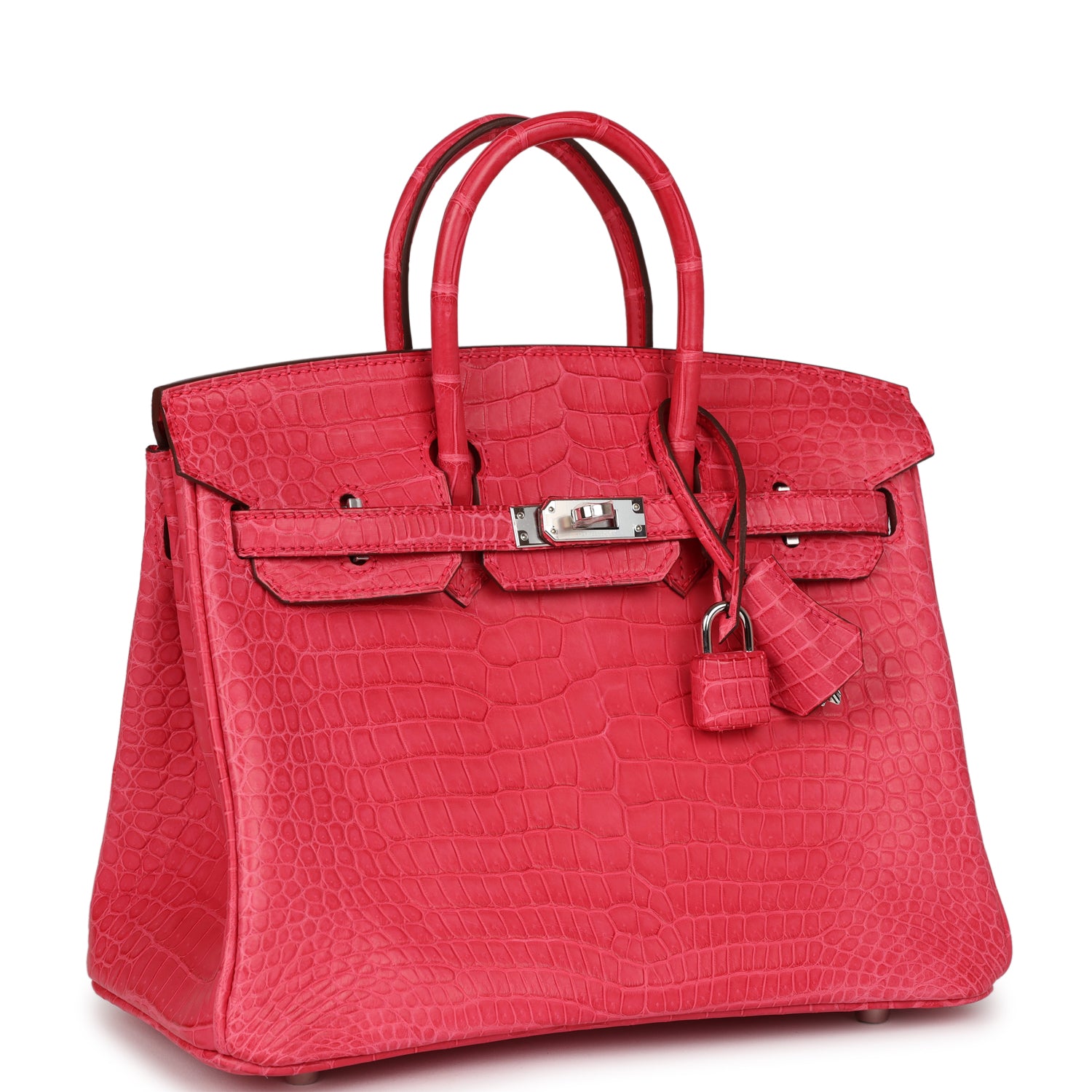 HMS Birkin 25 Rose Extreme Matte Porosus Crocodile Palladium Hardware