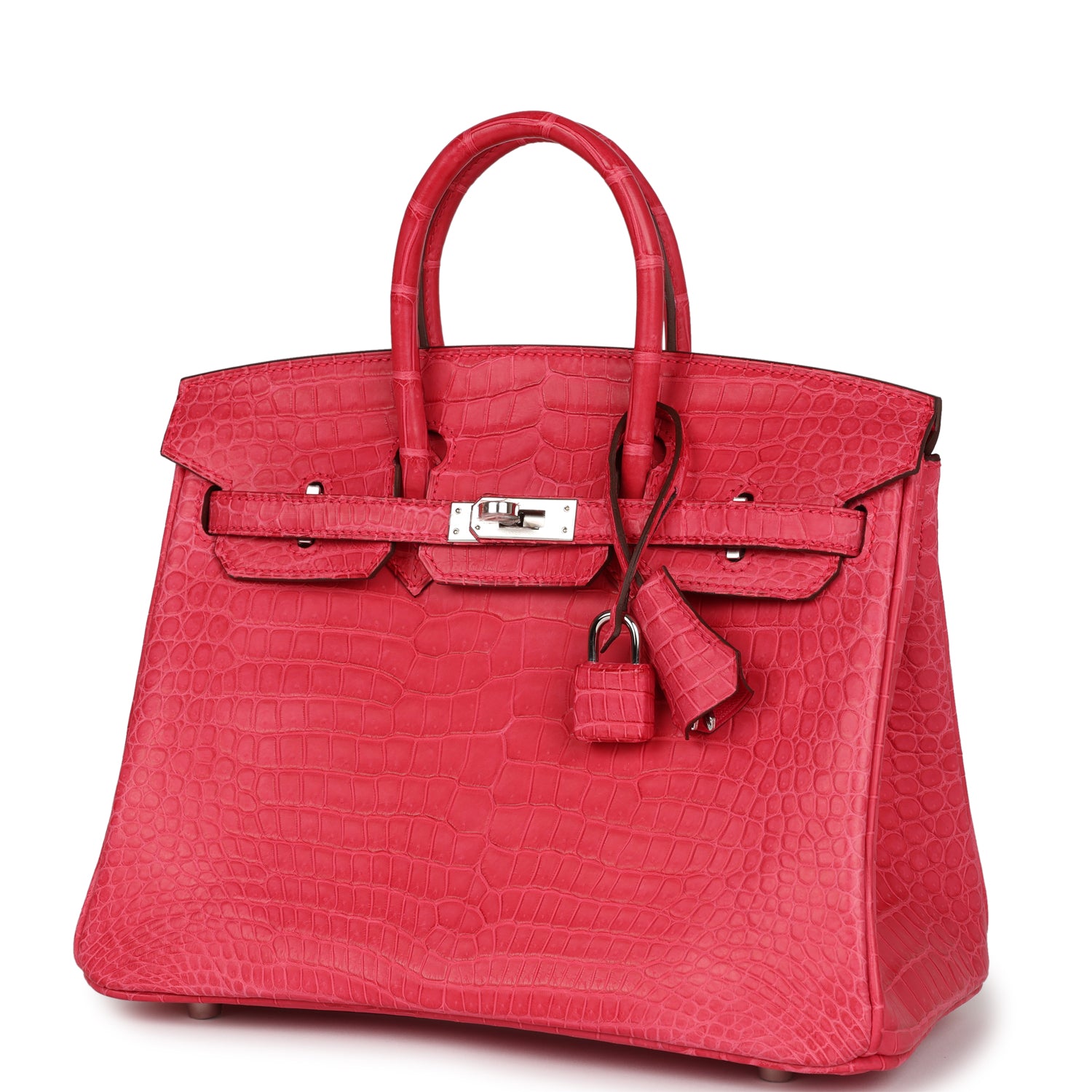 HMS Birkin 25 Rose Extreme Matte Porosus Crocodile Palladium Hardware