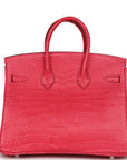 HMS Birkin 25 Rose Extreme Matte Porosus Crocodile Palladium Hardware