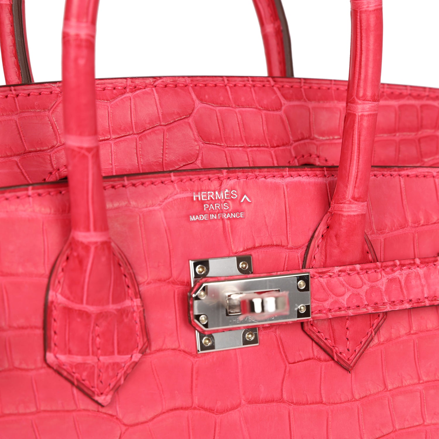 HMS Birkin 25 Rose Extreme Matte Porosus Crocodile Palladium Hardware