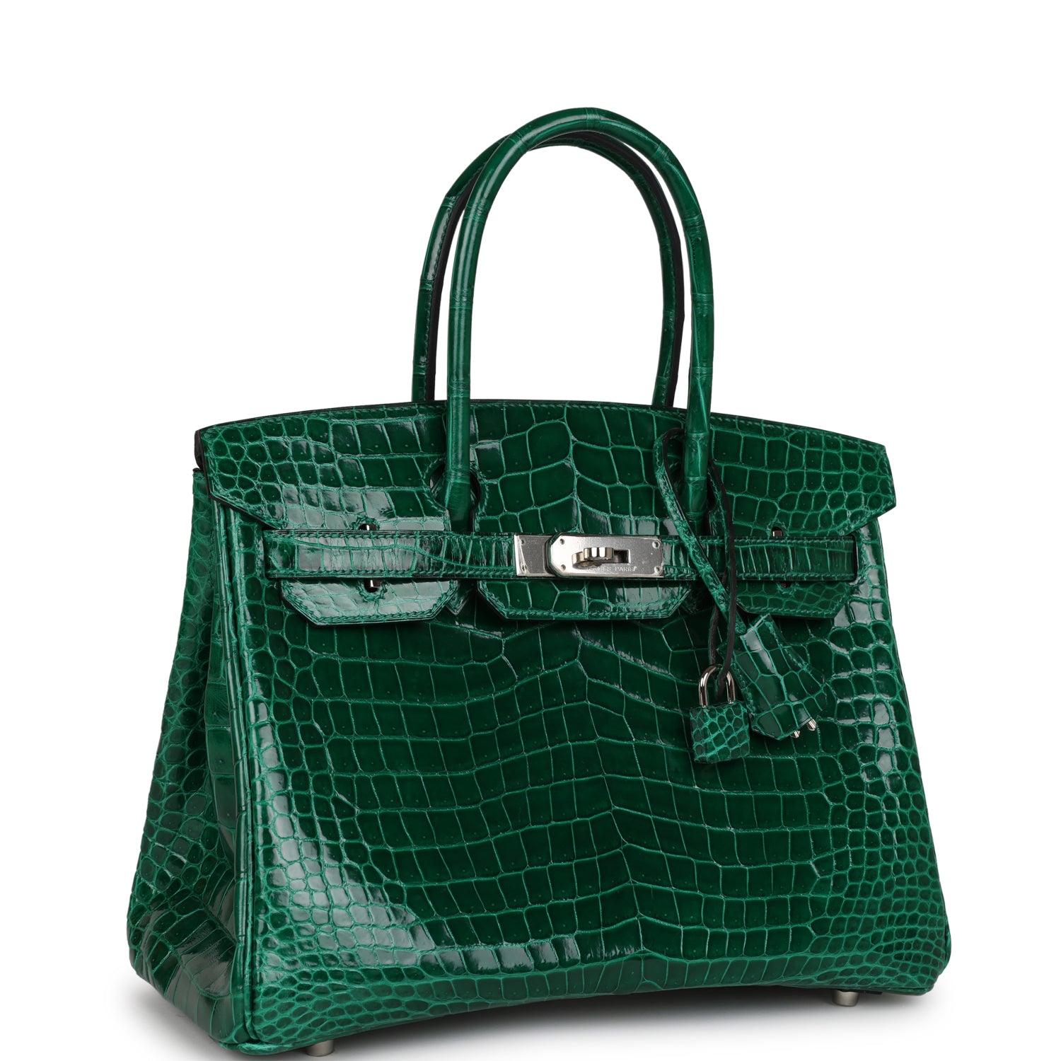 HMS Birkin 30 Emerald Shiny Niloticus Crocodile Palladium Hardware