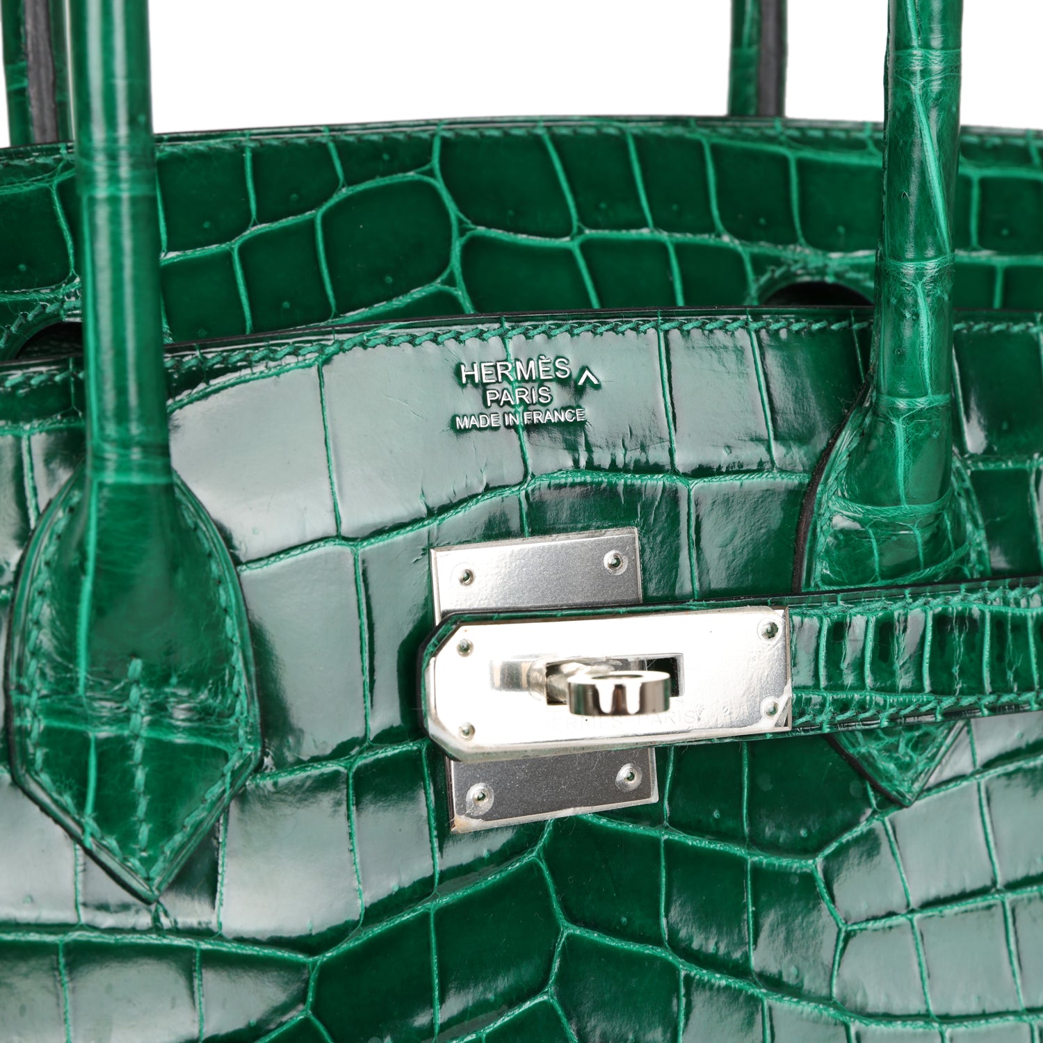 HMS Birkin 30 Emerald Shiny Niloticus Crocodile Palladium Hardware